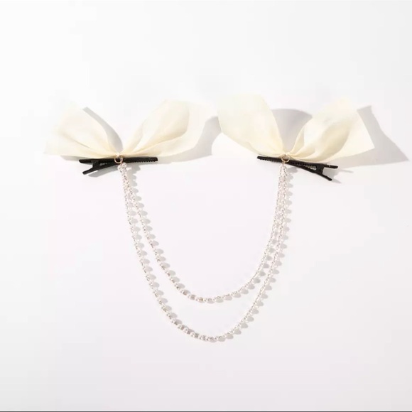 AWAYTR Tassel Elegant Vintage Bow Pearl Chain Hairpins Sweet Hair Decorate - Picture 16 of 16